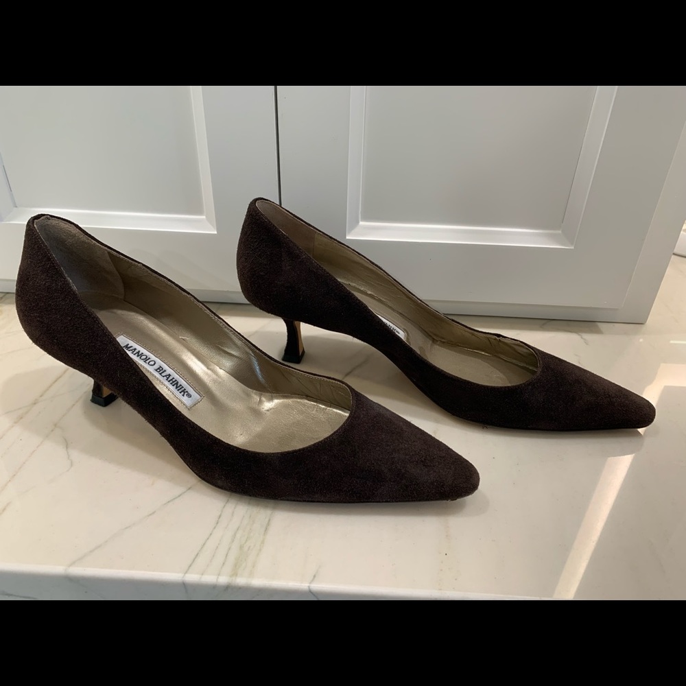 Dark Brown Suede Manolo Blahnik Heels 39.5